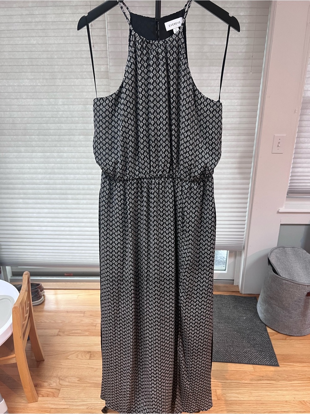Evereve Black and White Printed Halter Dress Size L